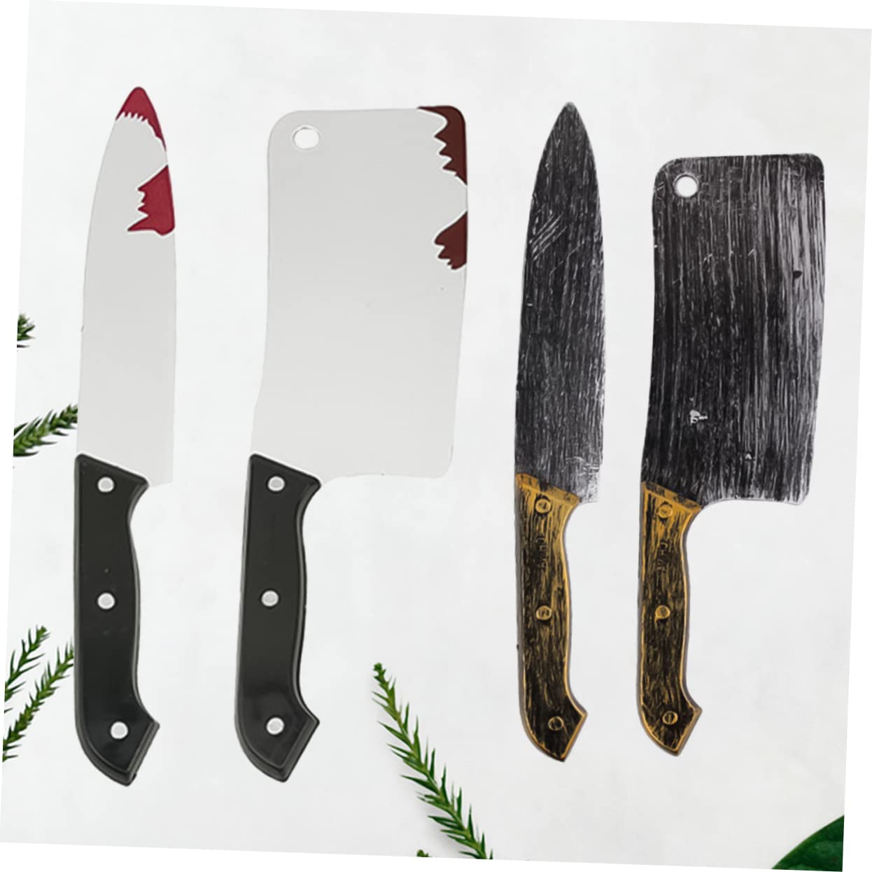 SOLUSTRE 12 Stück Teiliges Halloween Cutter Set Fake Cutter Requisiten aus Kunststoff mit Bluteffekten Gruselige Dekoration für Halloween und Festivals Spaßige Performance Requisiten