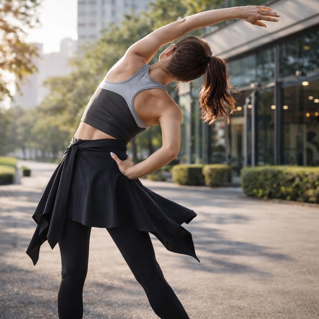 Skorts Tennis Skirt, Sports Skirt Wrap Cover Polyester Fiber Soft One Piece Absorbent Yoga Tie Up Skirt for Fitness Tennis Black
