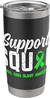 Support Squad Spinal Cord Injury Awareness Ribbon Green Lime Stainless Steel Insulated Tumbler