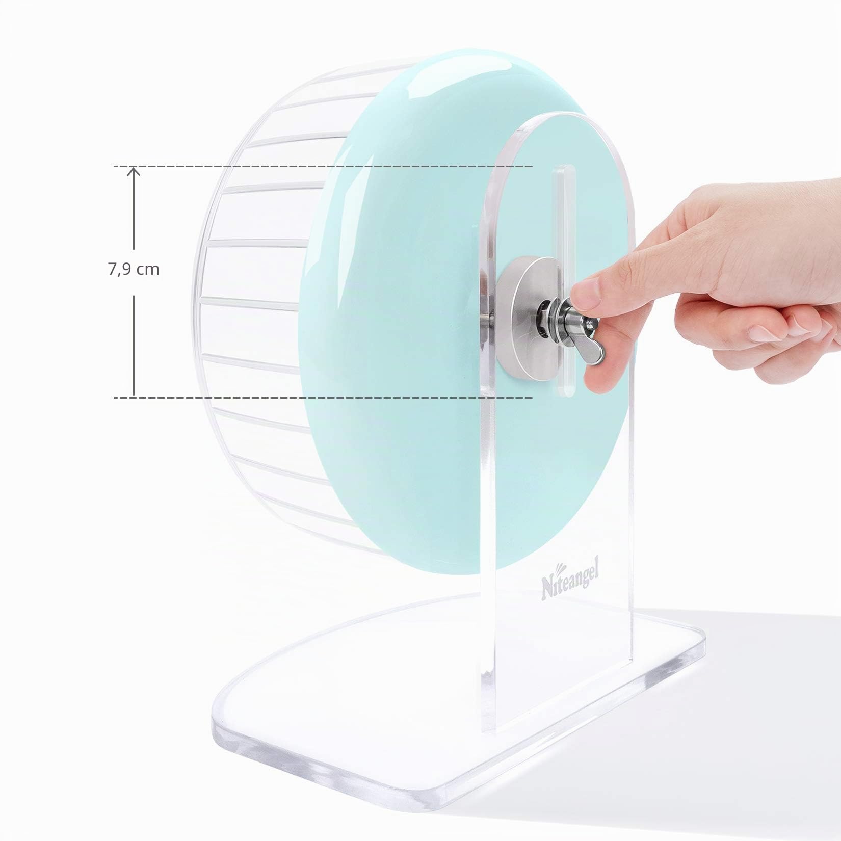 Niteangel Roues d'exercice Ultra-silencieuses pour Hamsters - Roue de Course Silencieuse avec Support Ajustable, Petit Format Vert Menthe