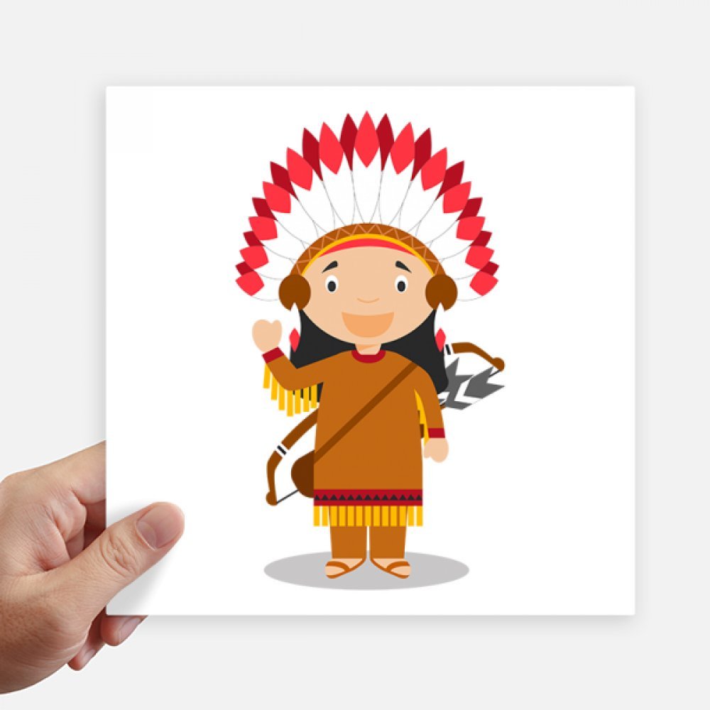 Autocollant carré Autochtone Tribe USA grand format finition premium multicolore 4Pcs