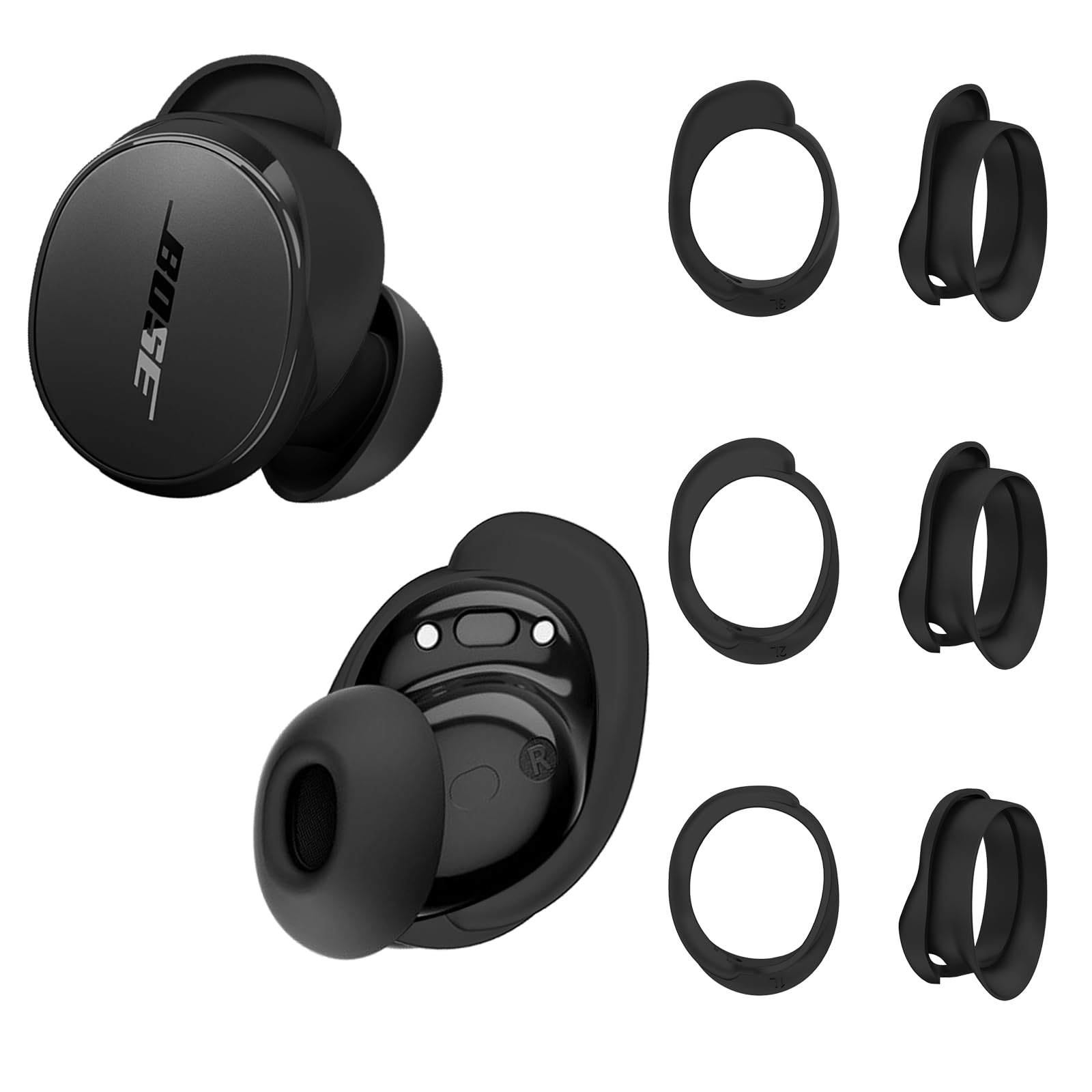 [3 Pairs] Ear Tips Covers for New Bose QuietComfort Earbuds, Sport Anti-Slip EarTips Silicone Anti Scratches Replacement Ear Covers Earbuds Accessories (S/M/L) (Black)