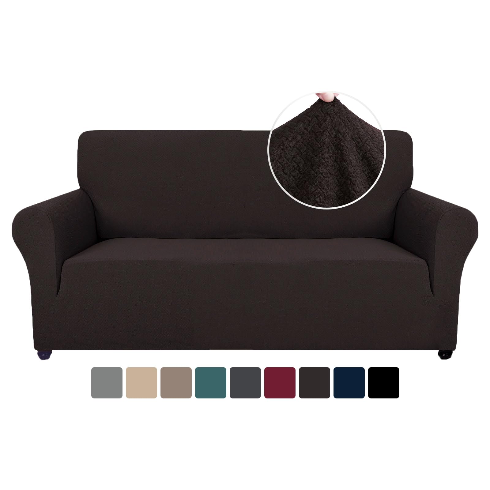 Ystyle Funda Sofa 2 Plazas, Ajustables Fundas Sofa Elasticas, Protector Sofa Gatos Arañazo y Perros Mascotas, Funda de Sofá con Reposabrazos Antideslizante Antimanchas Lavable, Café