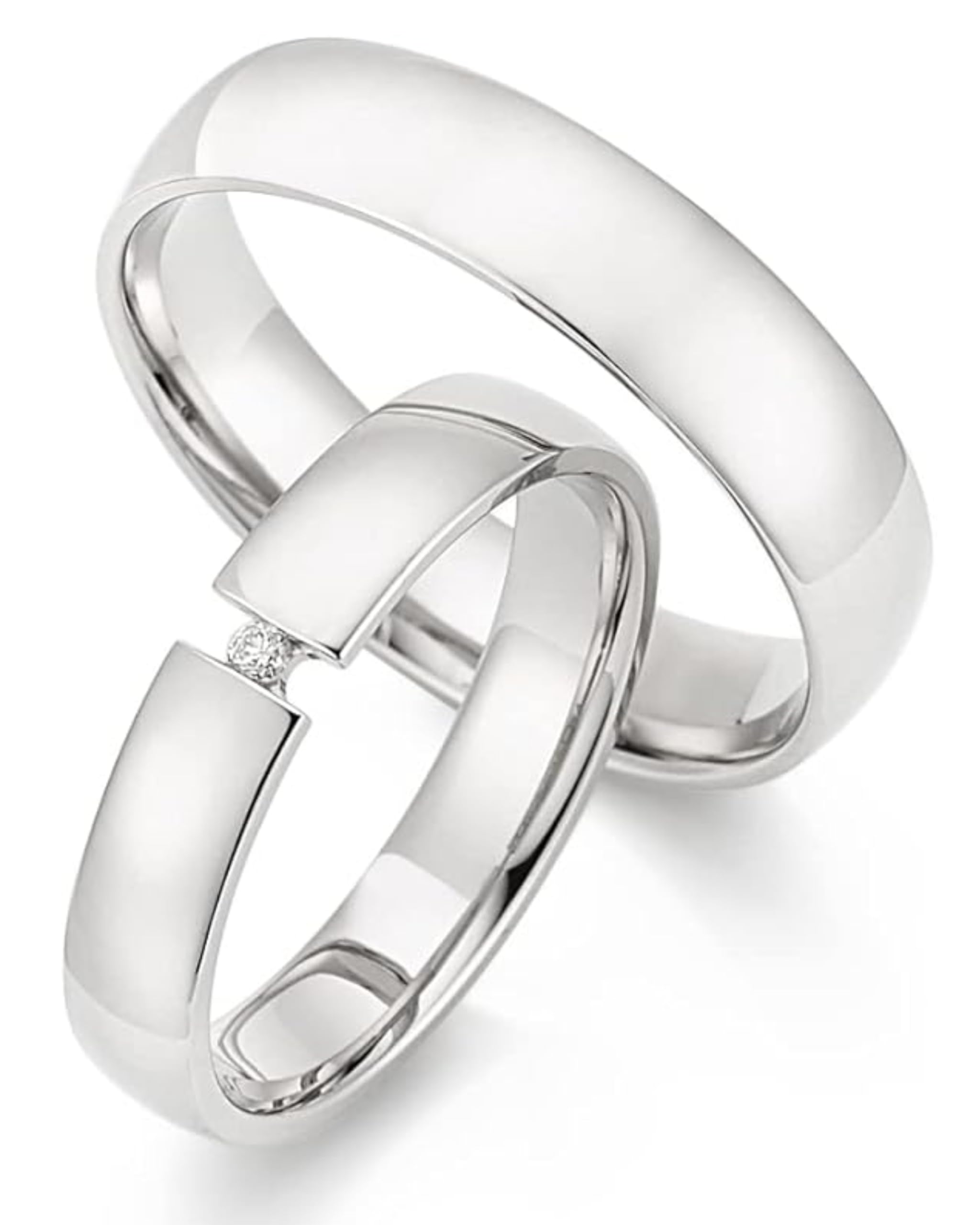 123traumringe 2 anillos de boda con brillante de plata 925 (diamante/grabado/cinta métrica y estuche).S91