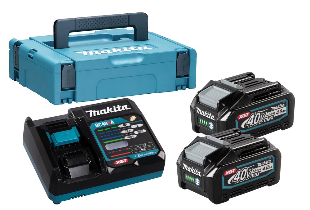 Pack MAKITA 40 V MAX 2 batteries 4 Ah BL4040 + chargeur DC40RA en MAKPAC1 191J97-1