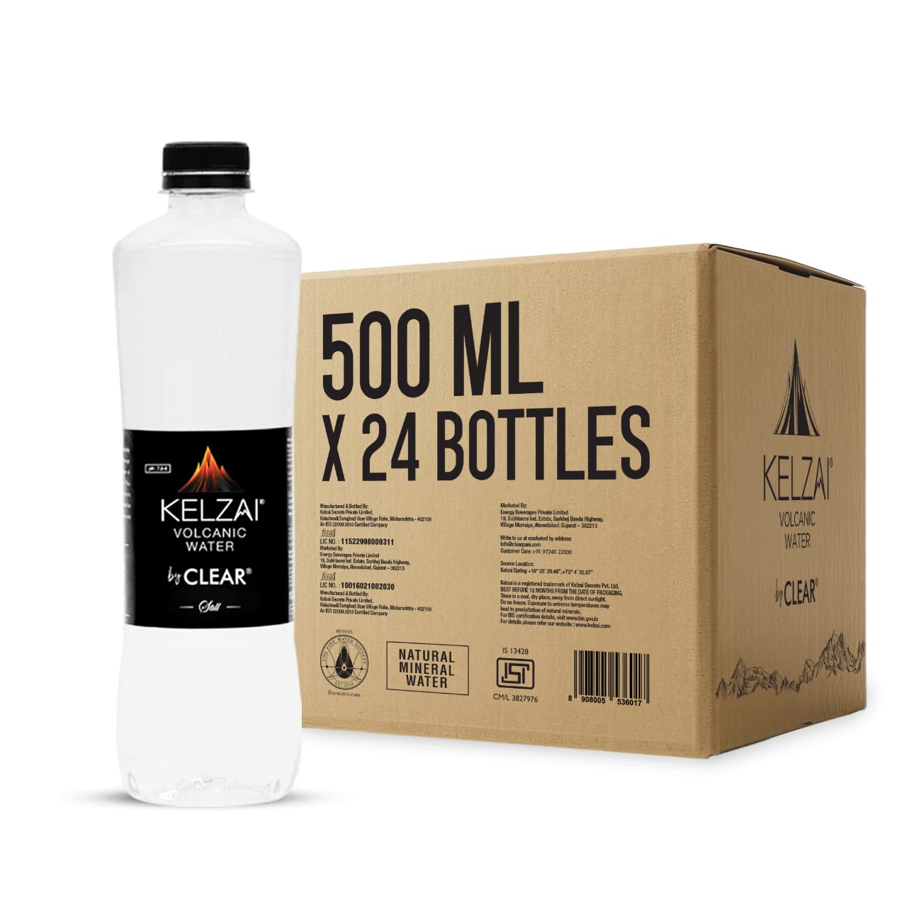 Kelzai Volcanic Water PET Bottle Kelzai Water Bottle 500ml - pack of 24 (B09ND4X1ZK) Amazon Price History, Amazon Price Tracker