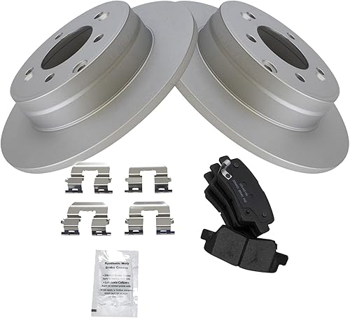 Miniatura 2 de TRQ Kit de pastillas de freno trasero y rotor, kit químico de freno, pastillas de freno Rotor de freno Cerámica Premium G-Coated Compatible con