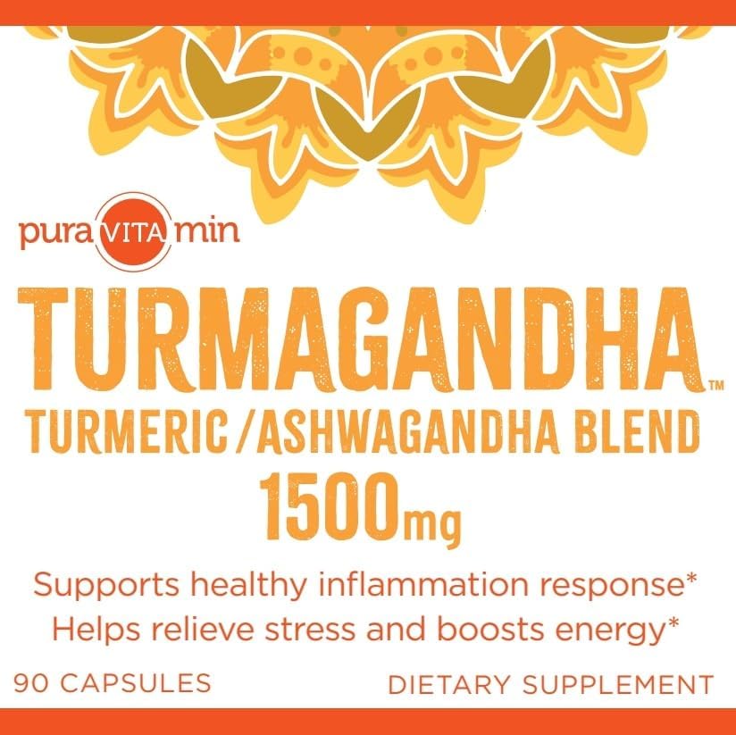 Miniatura 9 de PuraVITAmin Curcumina de cúrcuma con pimienta negra, cúrcuma, Ashwagandha, mezcla de raíz de suplemento para apoyo de inflamación articular y