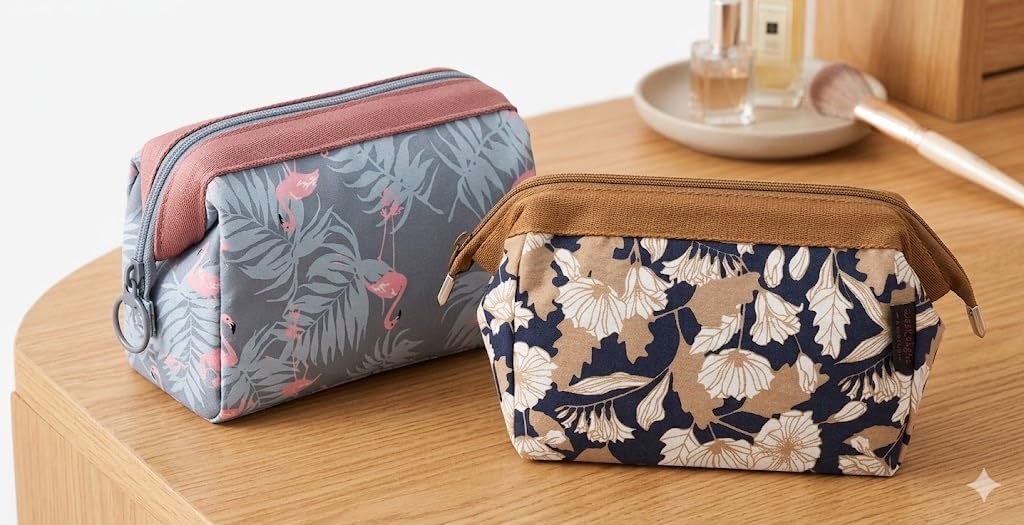gonipimi Cosmetic Toiletry Makeup Pouch with Portable Travel Multipurpose Water-Resistant Zipper Makeup Brush Bags (Brown and Flamingo)-DBJH0-picture-16