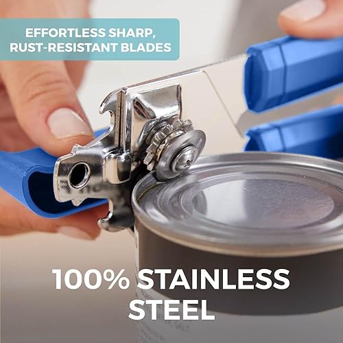 Miniatura 3 de Home Genie Hoja de acero inoxidable y abrelatas manual resistente al óxido, perilla de giro fácil de mano, corte de borde liso en las tapas, asas