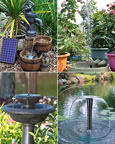 Biling Solarbrunnen mit Akku, 7,5 W Solar-Teichpumpe mit 3600 mAh Batterie Schwimmende Solarpump Fontäne mit 10 Sprühstilen, Solar Springbrunnenpump ideal für Gartenteich, Wasserspiel und Vogelbad