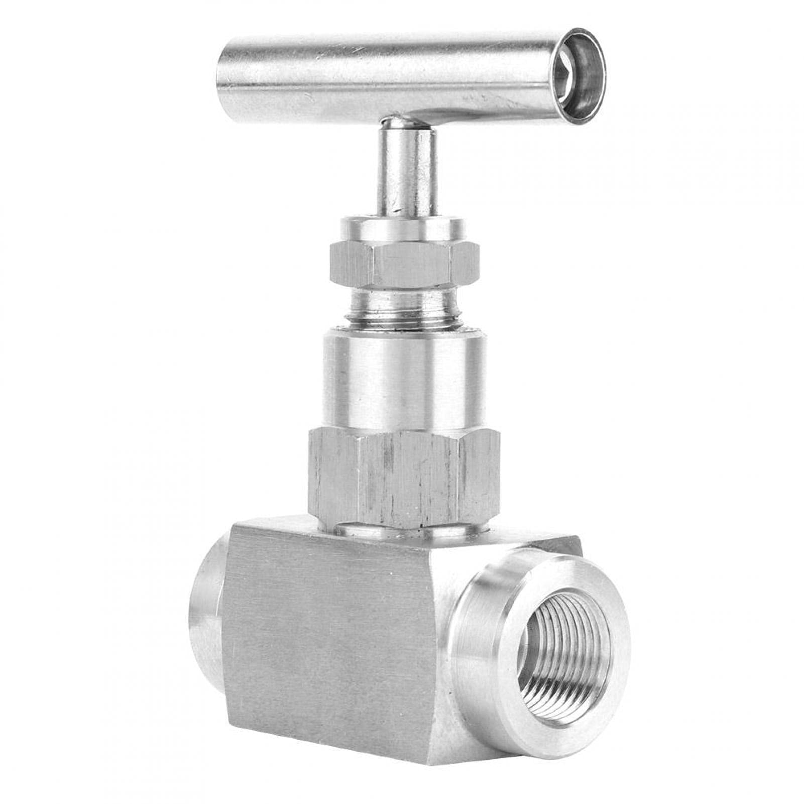 Vanne à aiguille droite, Vanne à aiguille haute pression en acier inoxydable d'arrêt à filetage femelle pour le contrôle du débit de la conduite d'eau(3/8”)