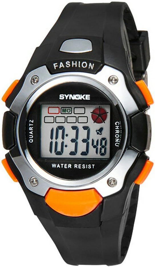 Kid's 5-12 Years Digital Electronic Outdoor Sport Colorful Sunshine Boys and Girls Watch Black