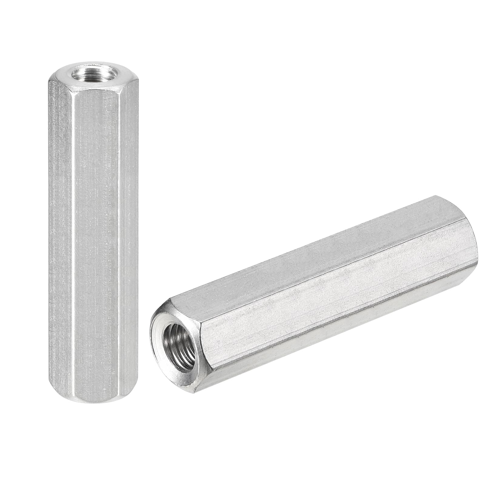 sourcing map M8 x 1.25-Pitch 55mm Length Coupling Nuts, 4pcs 304 Stainless Steel Metric Hex Rod Coupling Nuts