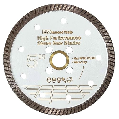 Hojas de sierra de diamante de alto rendimiento de 5 pulgadas para granito, cuarzo y otras piedras de ingeniería, húmedo o seco, eje de 78"-58"