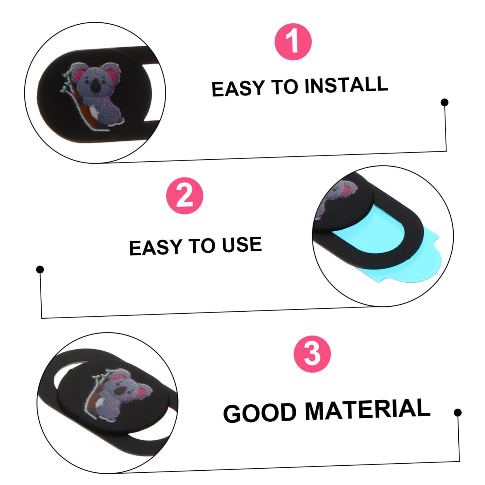 EXCEART Cubierta de Privacidad para Cámara Web y Móvil, Abs Negro, 3 Piezas, Diseño Decorativo, Fácil de Llevar, para Portátil y Tableta