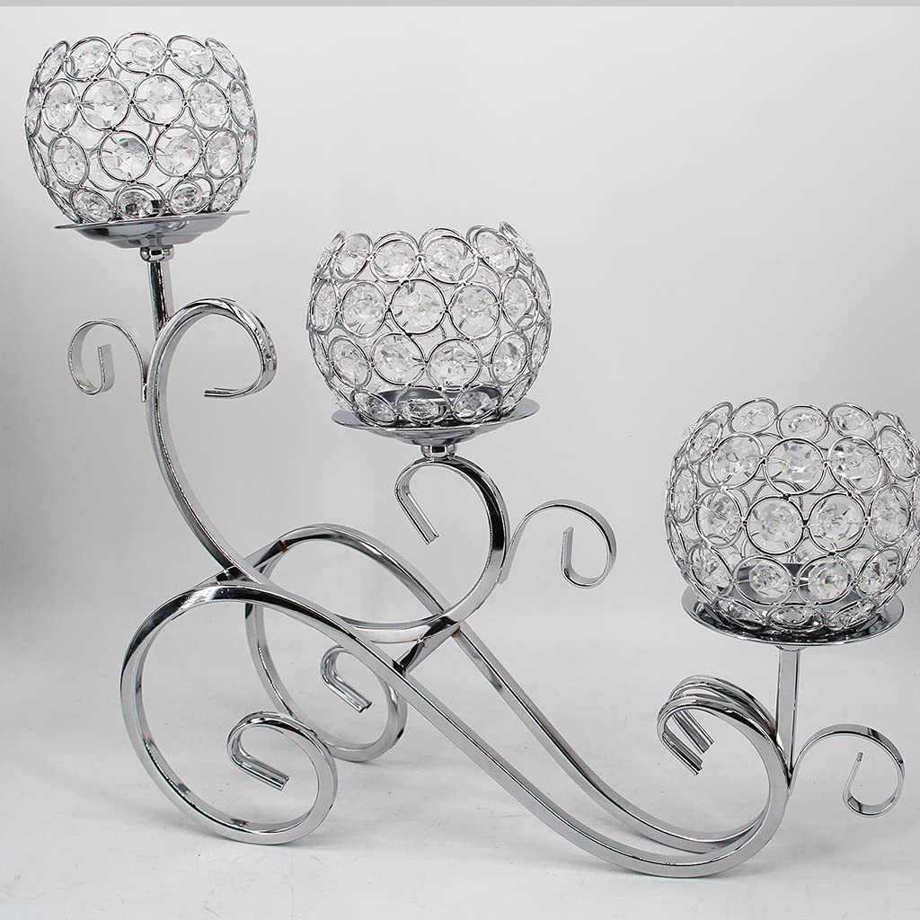 Juego de 3 portavelas de cristal, portavelas de cristal, portavelas decorativos