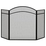 HOMCOM Salvachispas para Chimenea de 3 Paneles Plegable 96x60 cm Negro