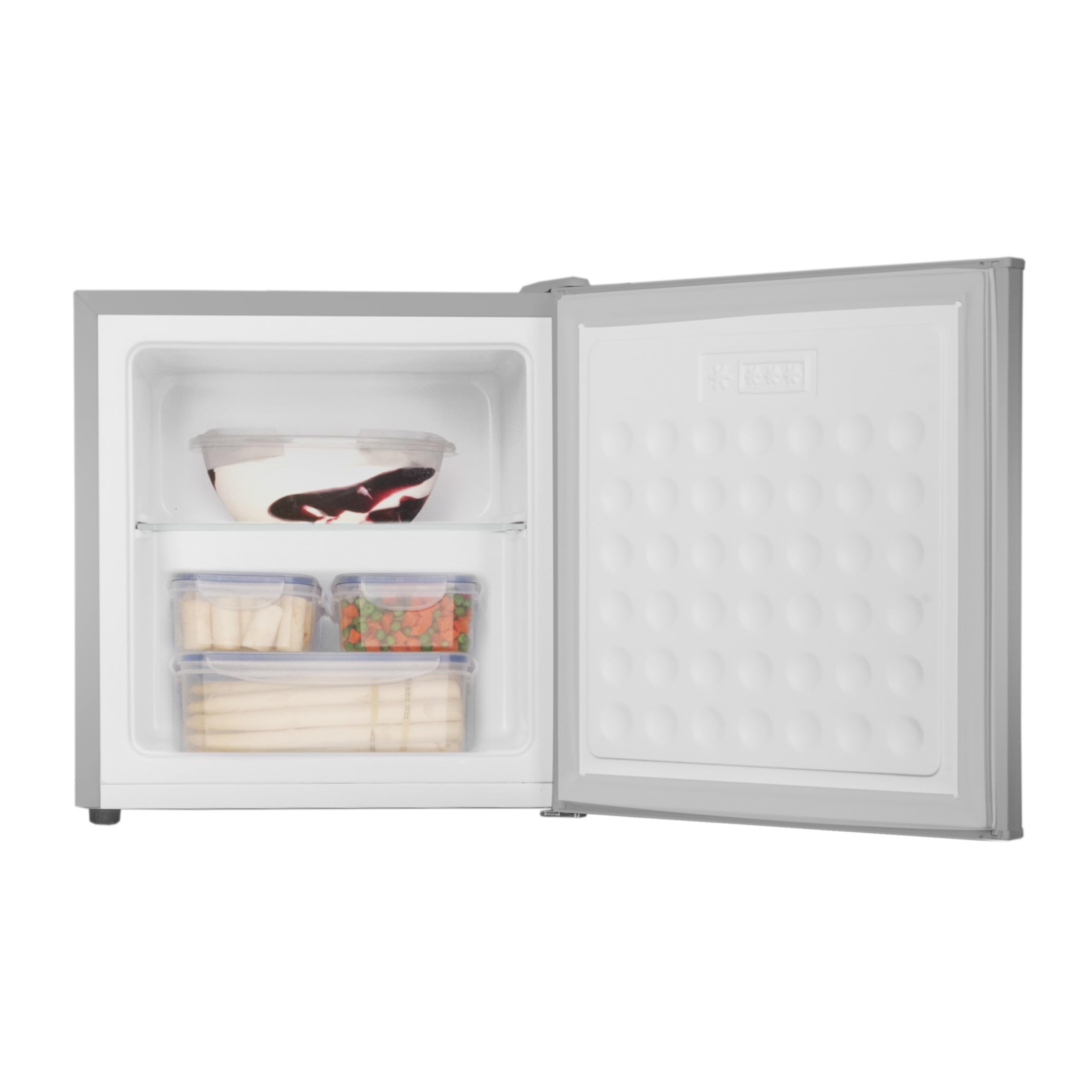 Amica Mini Gefrierschrank freistehend 50x48x44,5 cm 32L 4‑Sterne‑Gefrierfach mit Eiswürfelbehälter Freezer AGB 3010 E - Edelstahloptik