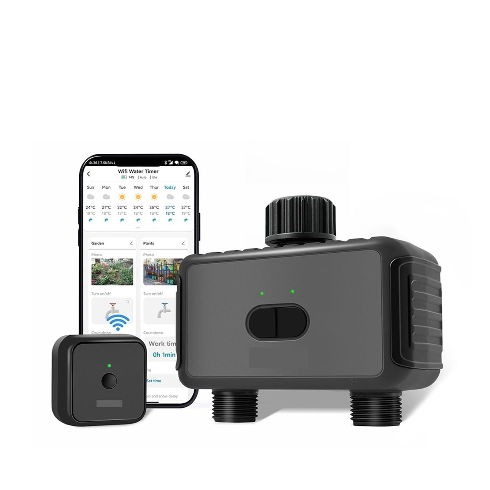 Timer automatico for irrigazione con doppio tubo da giardino, sistema di irrigazione, programmatore for irrigatori(Wifi Hub EU)
