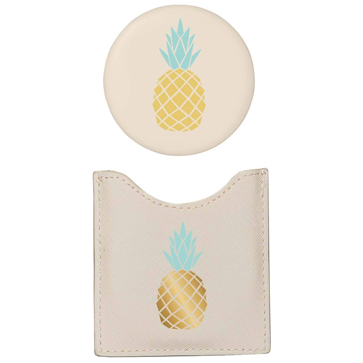 Draeger Pineapple Mirror Round Pocket Mirror to Take Anywhere, All Occasions - Dimensions 8.5 cm x 8 cm, 8L x 5W cm - Image 2