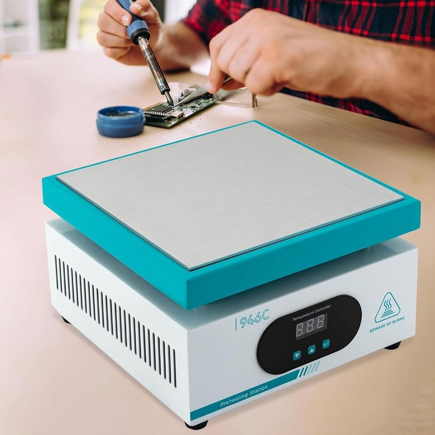 Estación De Precalentamiento De Placa Calefactora Electrónica, Placa De Soldadura De Precalentamiento De 600 W, Rango De Temperatura De 50 ℃ A 350 ℃, con Pantalla Digital Led, Área De