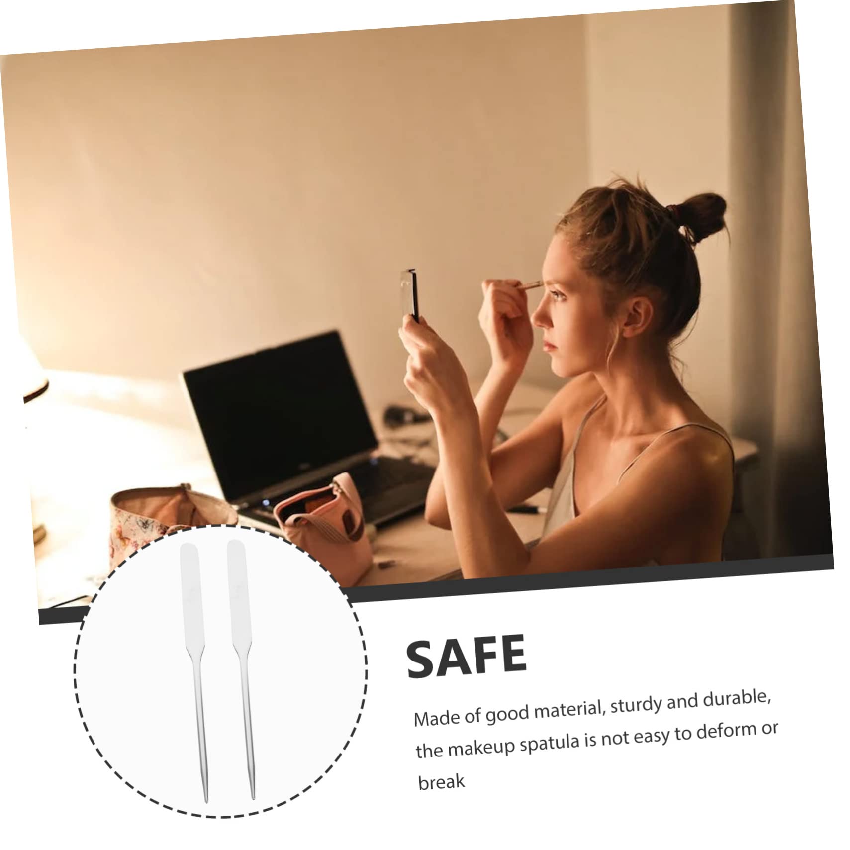 FOMIYES Professional Makeup Mixing Spatula Set 2pcs Palette Stick for Diy Foundation Pigment