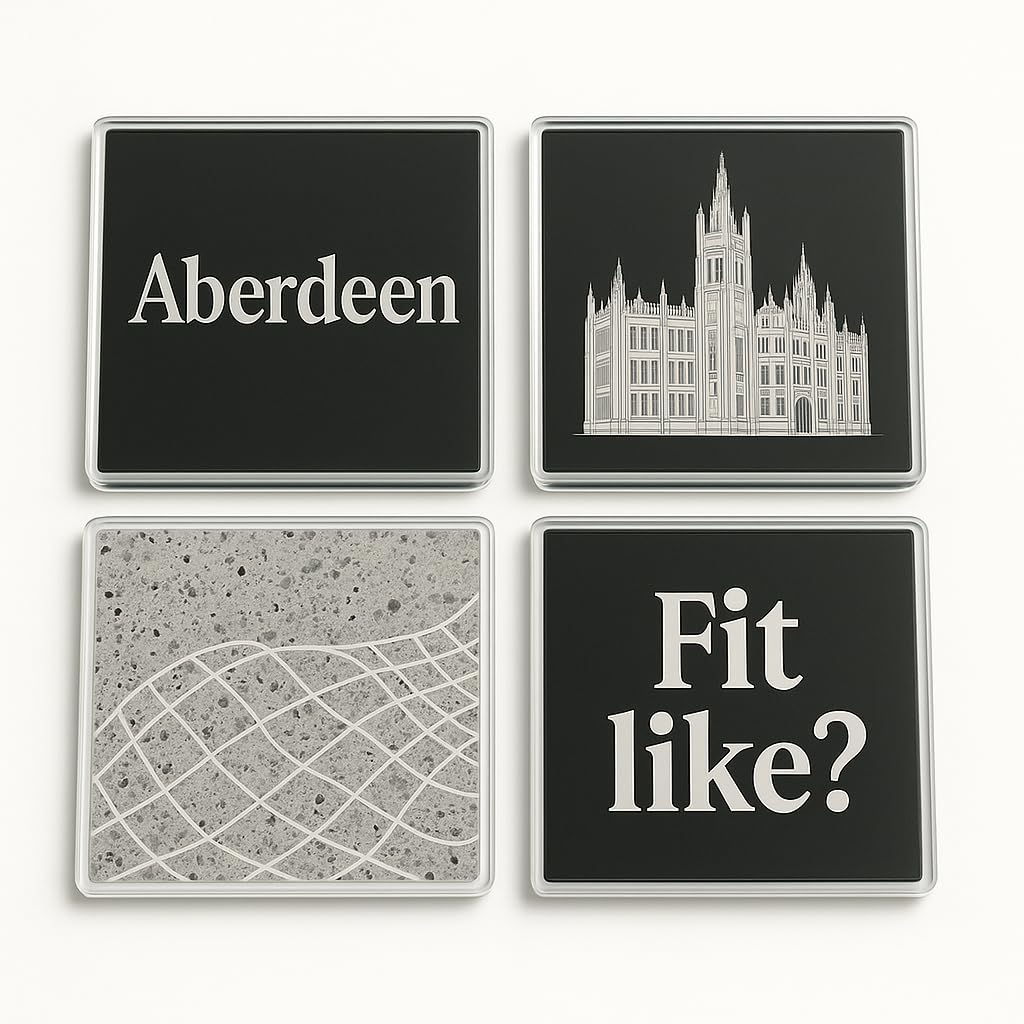 The Plum Penguin Aberdeen Acrylic Coaster Gift Set Of 4 Celebrating - Urban Granite Tales Home Decor For Nostalgia And Adventure Enthusiasts