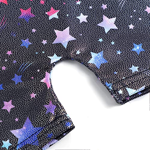 Image of HOZIY Gymnastics Leotards for Girls with Shorts Toddlers Biketards Rainbow Unicorn Dinosaur Mermaid Leopard Flower Galaxy