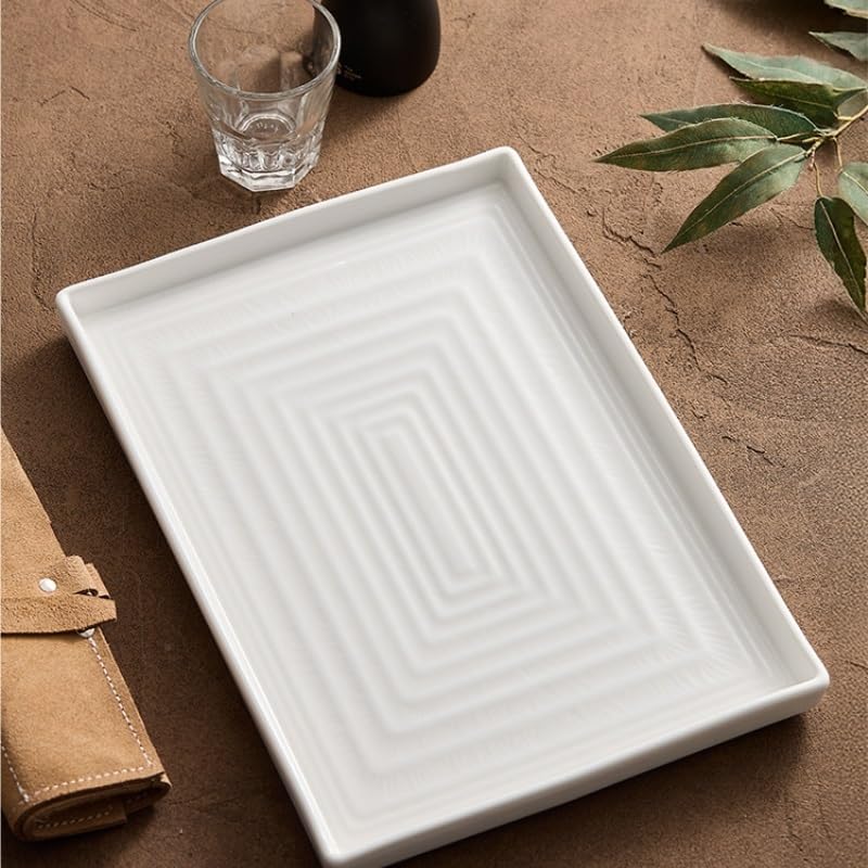 Platos de Camping Platos de cerámica for uso doméstico, platos rectangulares creativos estilo occidental for verduras y carne asada Plato Decorativo