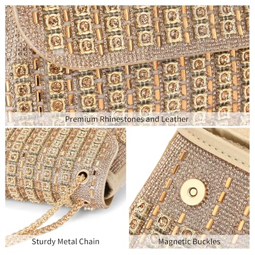 Image of RNIEGA Sparkling Rhinestone Evening Clutch Handbag Purse Ladies Crossbody Shoulder Bag with Metal Chain for Wedding Party