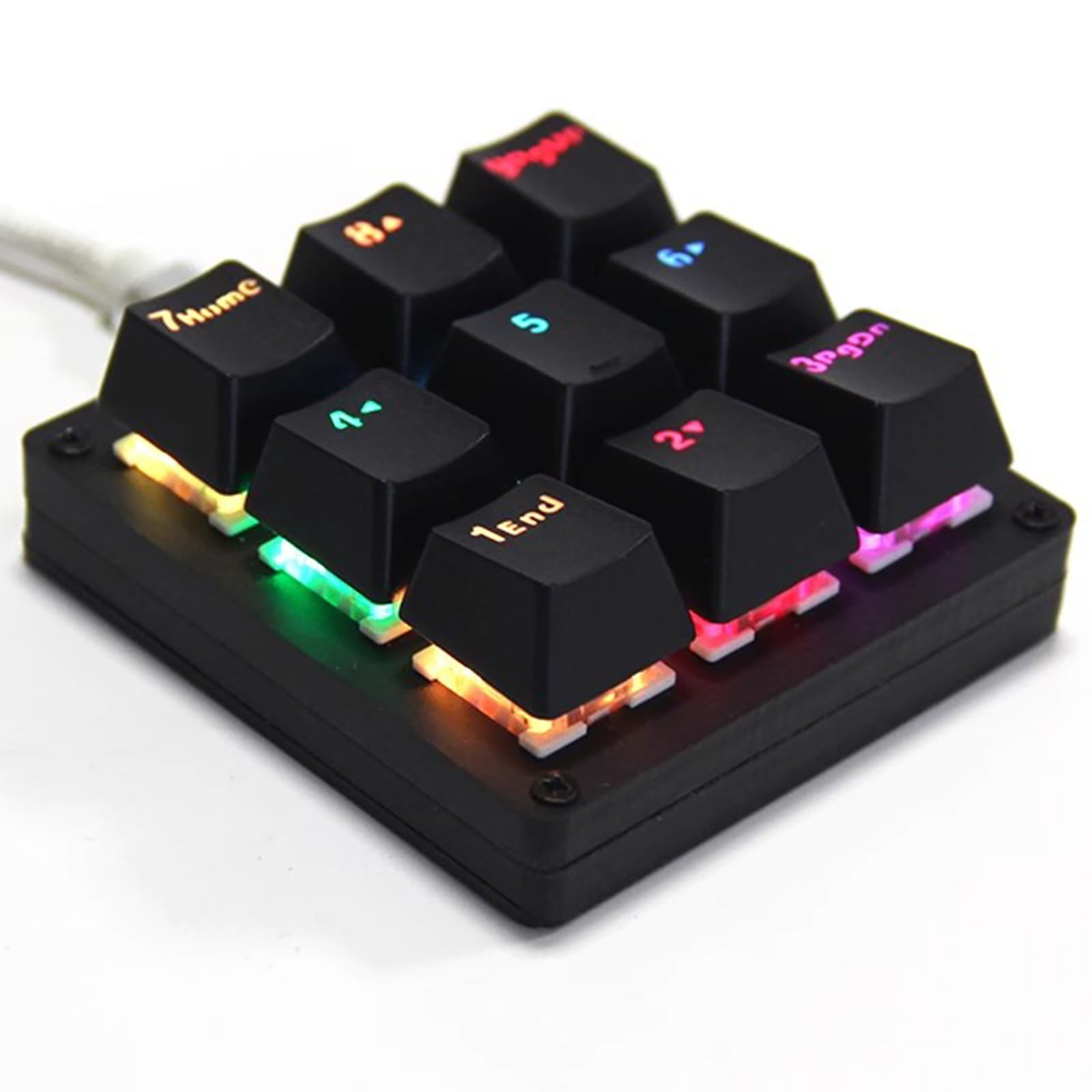 Pavé numérique mécanique à une main 24 réglages macro programmables Clavier rond 9 touches entièrement programmables Clavier de jeu rétroéclairé RVB pour Windows/Mac Interrupteur bleu