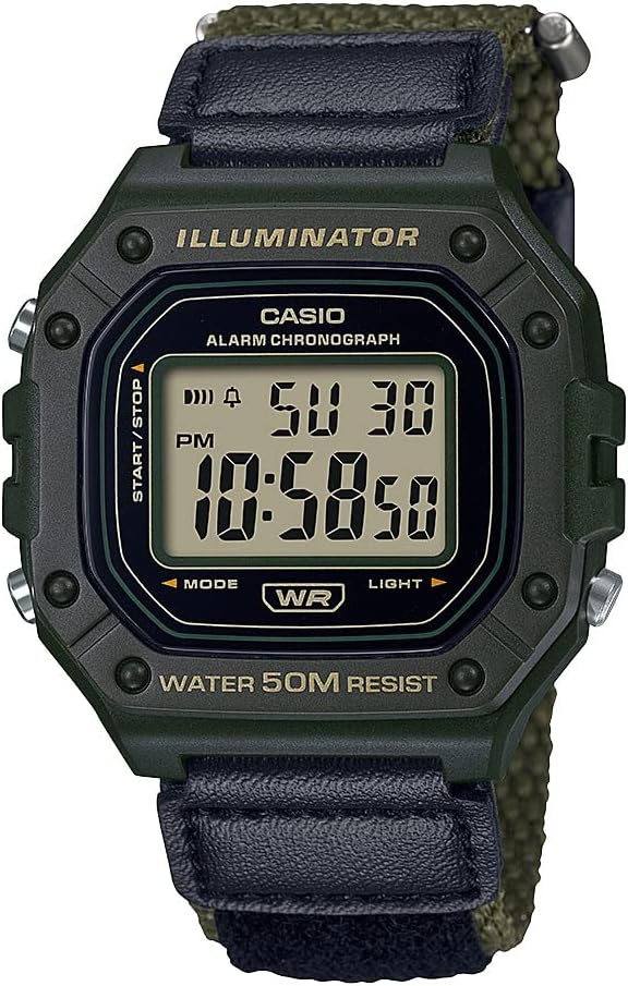 W218H Series | Men’s Digital Watch | 50M WR | 1/100 Second Stopwatch | 100 SEC Chronograph | LED Backlight | Countdown Timer | Daily Alarm | Hourly Time Signal | 7 Year Battery