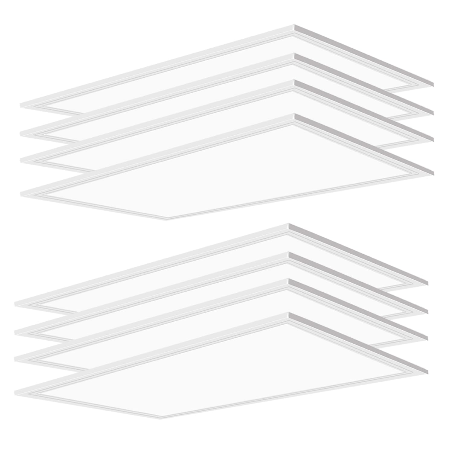 2x4 LED Flat Panel Light, 7800 LM 5000K Drop Ceiling Office Lights, Daylight 2x4 led Light, 0-10V Dimmable, 2x4 Recessed Edge-Lit Troffer Fixture, ETL Listed, Lighting for Office, Kitchen, 8 Pack