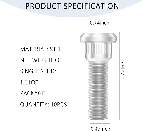 Miniatura 2 de 10 pernos de rueda de 1.929 in de largo y pernos de acero M12x1.5, OEM #610-266 90942-02049 accesorios de automóvil compatibles con Chevrolet Lexus