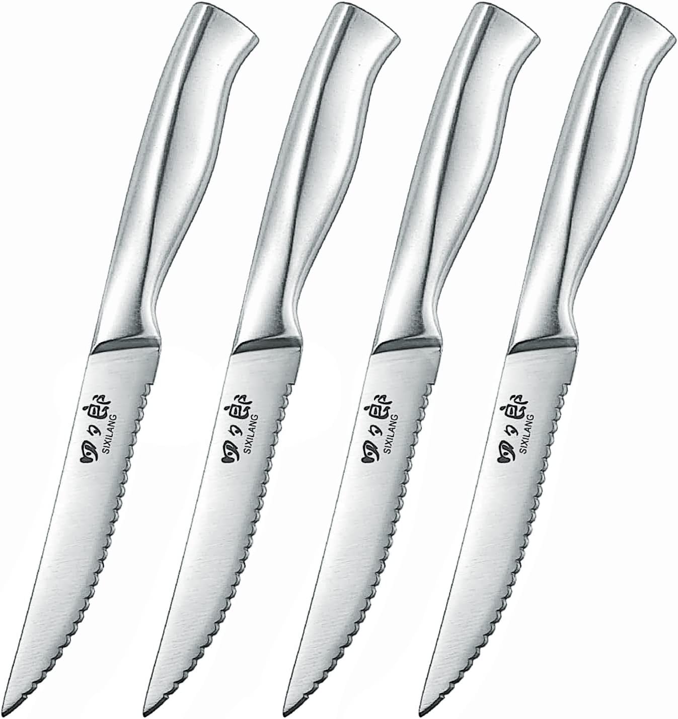 Steak Knives, Steak Knife Set of 4, German Stainless Steel Steak Knife Serrated, Home Gifts for Men and Women