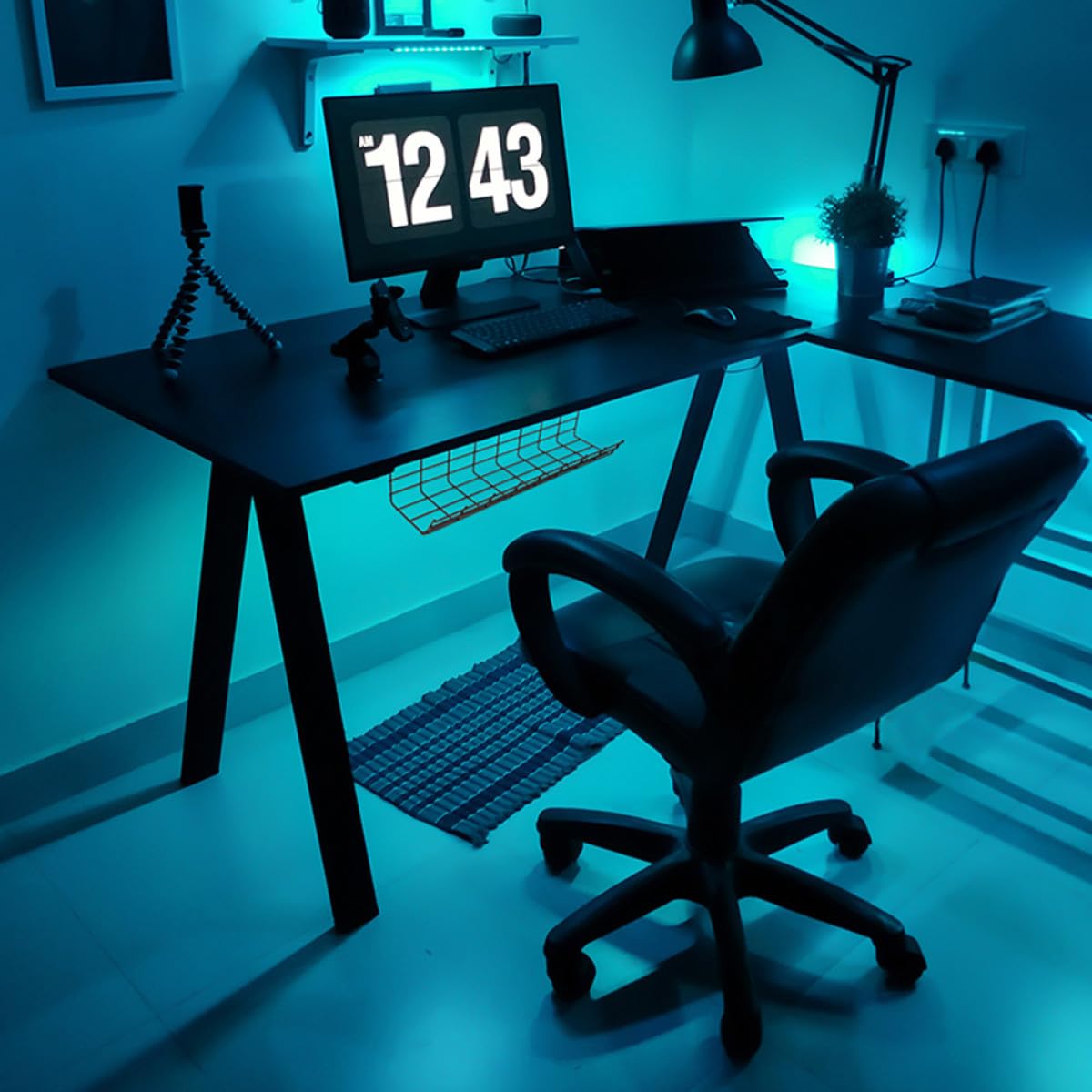 Uonlytech Bandeja Organizadora de Cables de 2 Piezas Negra para Escritorio, Soporte de Alambre para Gestión y Almacenamiento Debajo del Escritorio, Organizador Multifuncional para Oficina