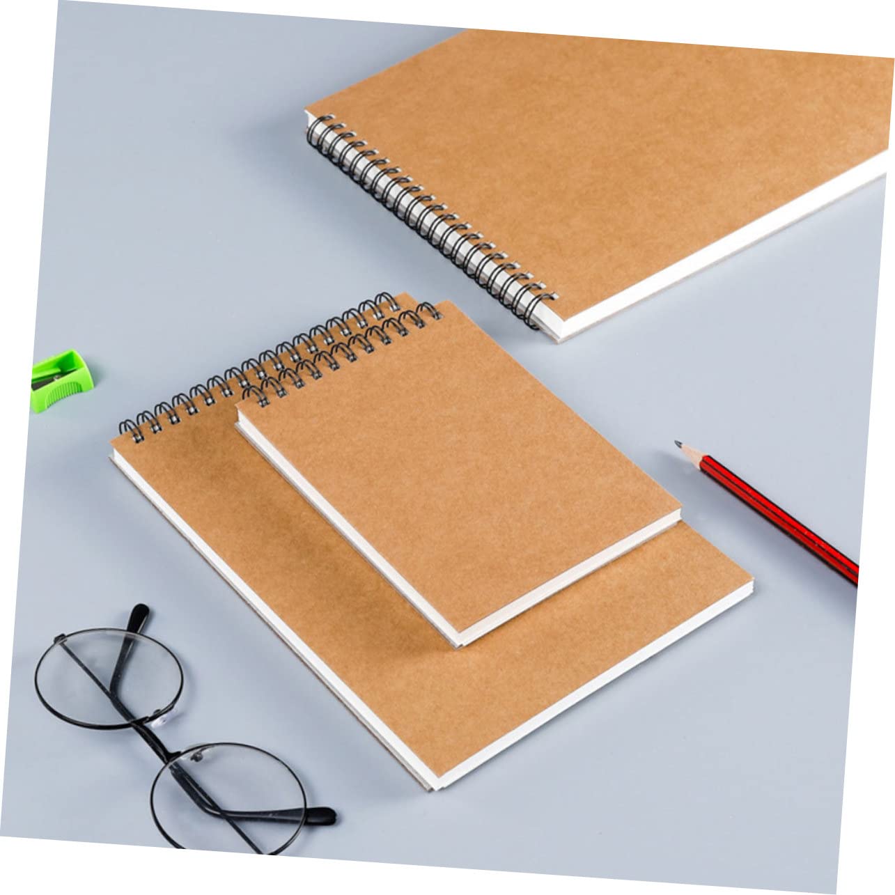 SEWACC Carnet de Croquis à Spirale Khaki, 2 Pièces, Pages Blanches