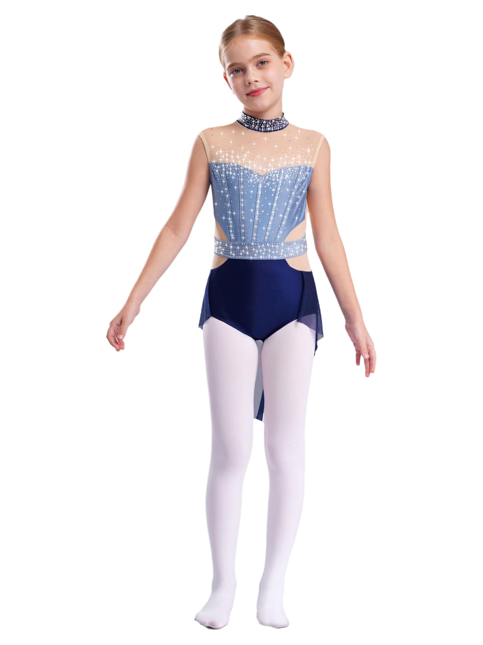 Enfants filles patinage artistique robe de danse à manches longues
