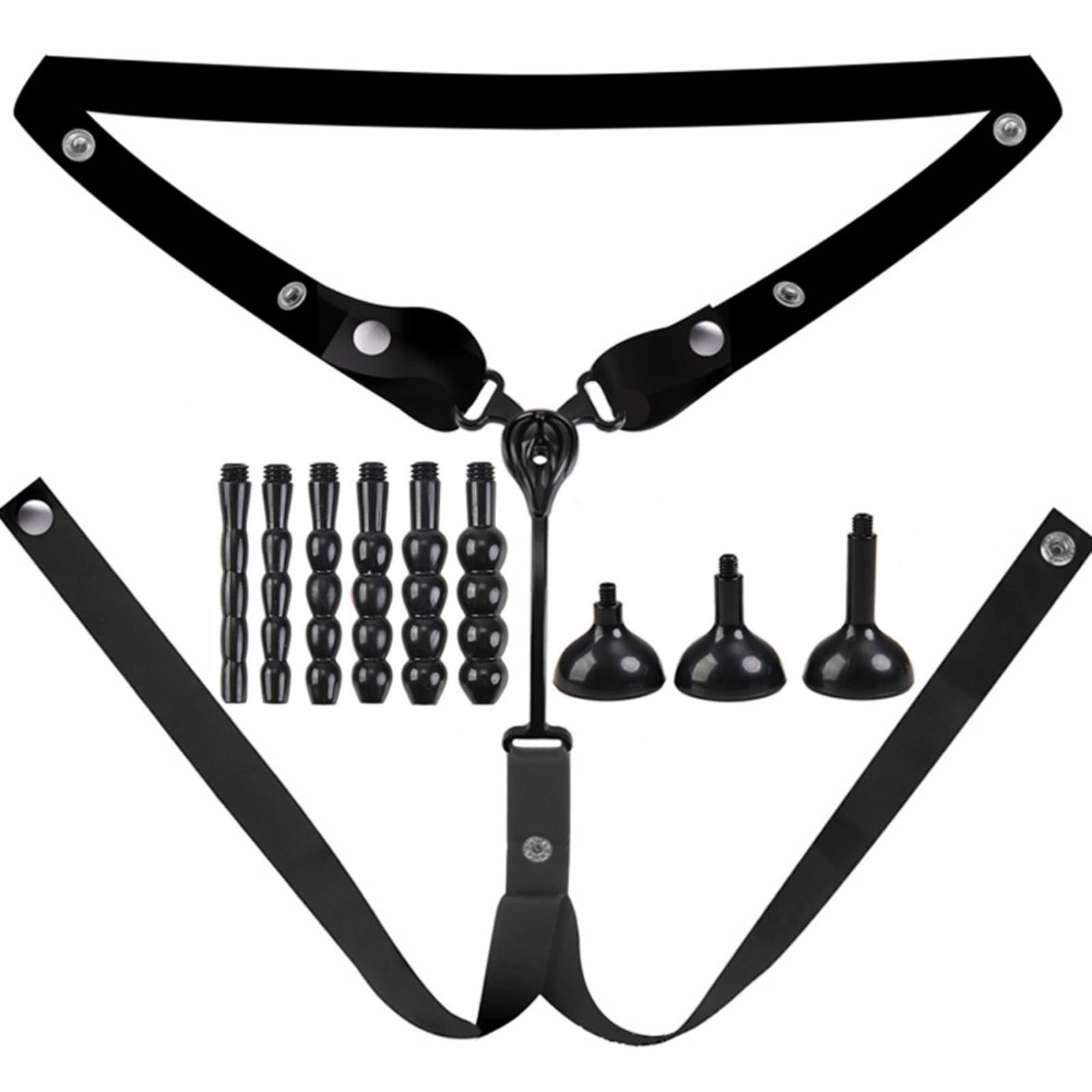 Conjunto ligero de jaula protectora para travestismo masculino con 1 cintura elástica de tres vías y múltiples accesorios-ESRZ4901 (Negro)