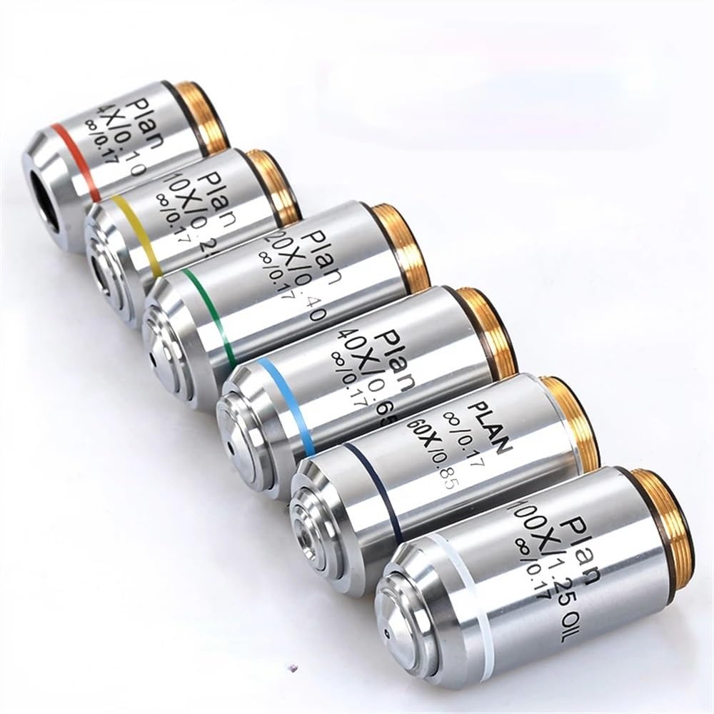 Microscope Plan Infinity Achromatic Microsocpe Objective Lens Objectives 4X 10X 20X 40X 100X for Microscope(4X)