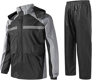 WAZHAKU Rain Suit Motorcycle Men's 2-Piece Raincoat and Trousers for Men Waterproof Rain Jacket and Trousers Professional Rain Clothing Rain Suit Fishing Clothing