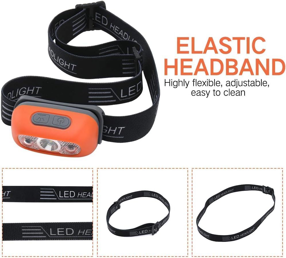 Miniatura 6 de Linterna frontal con sensor LED superbrillante, faros ligeros e impermeables, linterna de batería recargable USB, 5 modos de luz para correr,