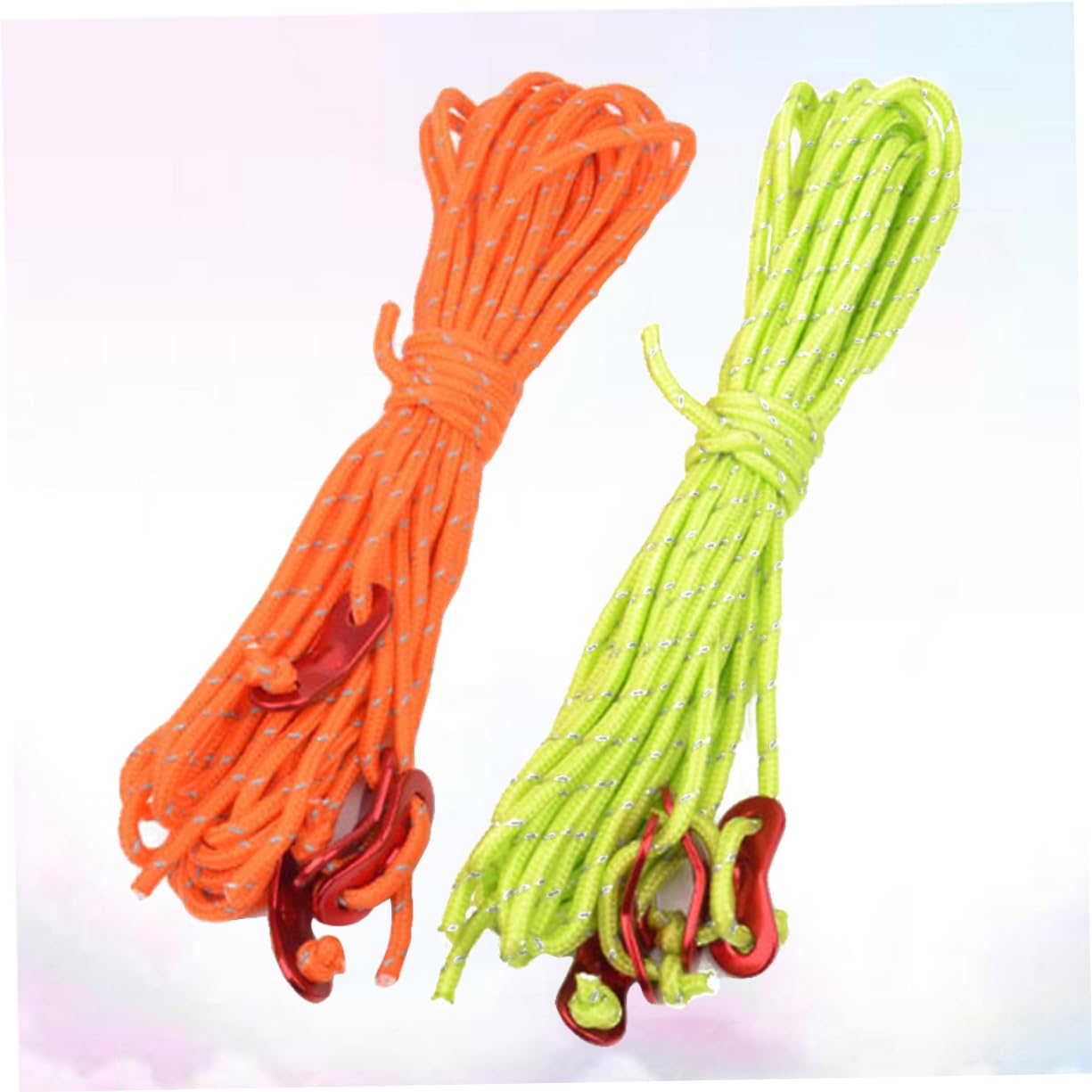 KOMBIUDA Camping Hiking Tent Ropes 2 Pack (16 Pcs) 8x4m Reflective Guyline Cords Aluminum Buckle Nylon Rope for Canopy Awning Tent Staking