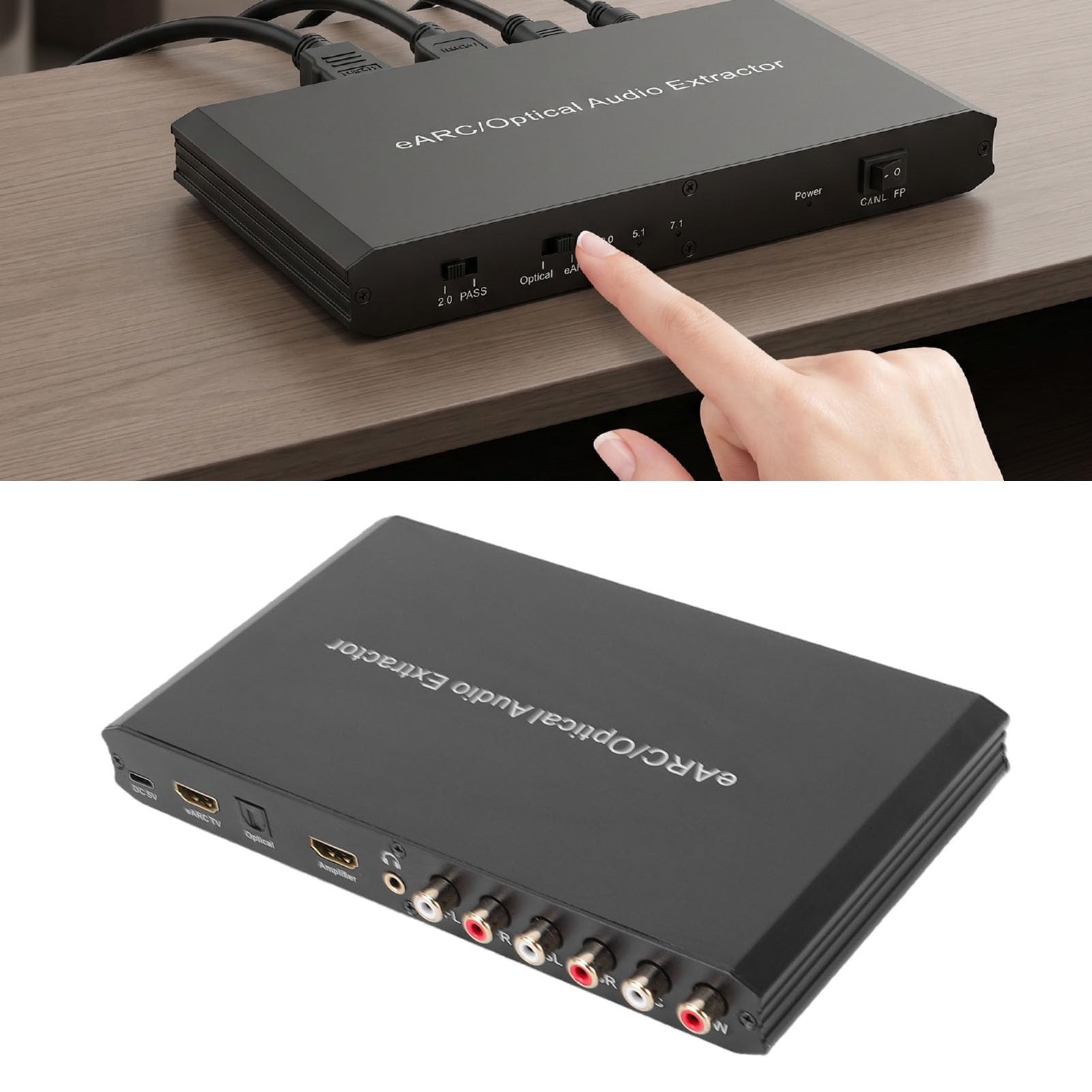 Bewinner Earc Estrattore Audio Ottico, Adattatore Audio DAC 192kHz Convertitore Ottico da 3,5 Mm per TV Home Theater 7.1 5.1 Estrattore HD a 2.0 Canali Lega di Alluminio Plug And Play