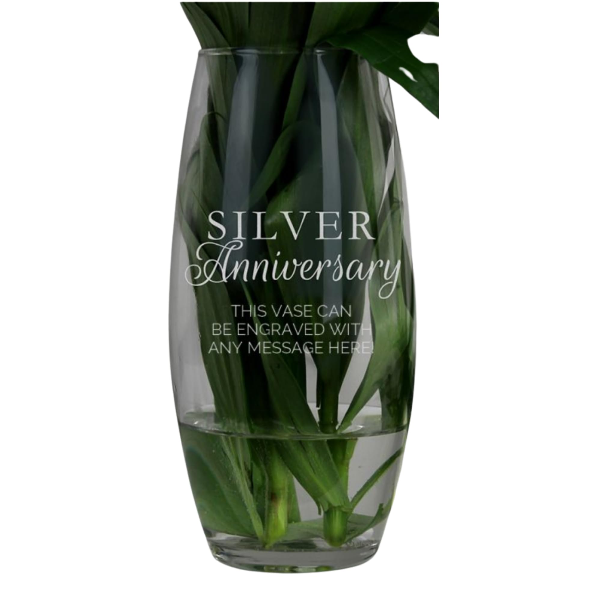 Caleli Gifts Silver Anniversary Glass Vase. Personalised 25Th Bullet Vase.