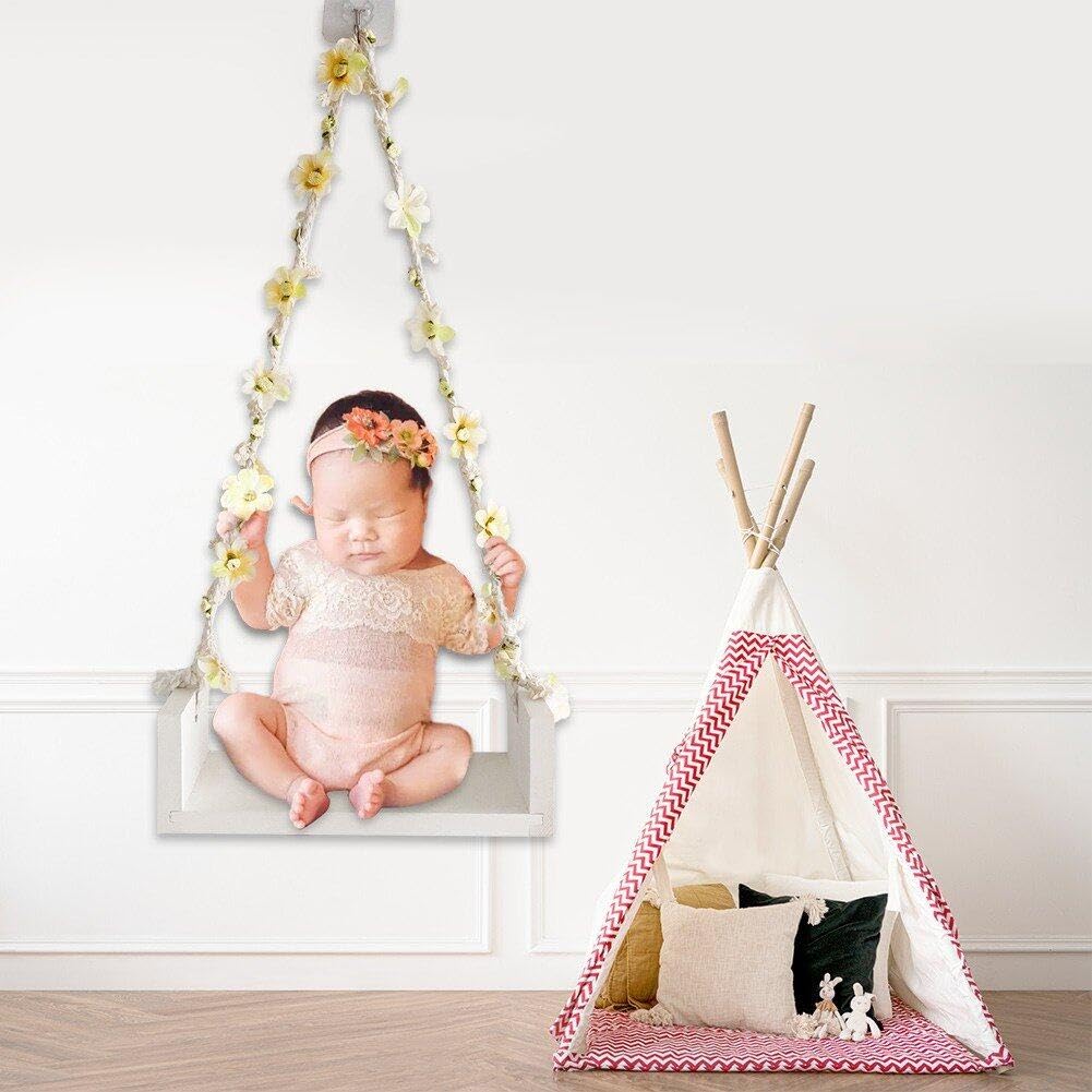 Balançoire En Bois Pour Photo De Nouveau-né – 32x13x10 Cm – Accessoire Photo Bébé 0-3 Mois, Durable Et Non Toxique