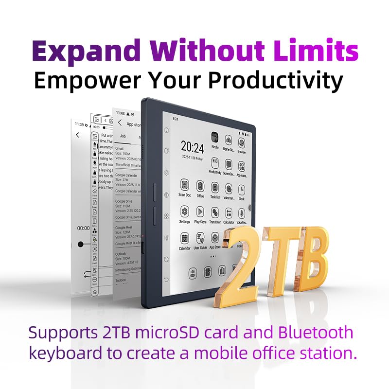 Bigme B7 Pro ePaper Tablet, 17,8 cm (7 Zoll) schwarz-weißes E-Ink-Display, 8 + 256 GB Speicher, 4G-Anrufe, tragbarer Ereader für E-Books, Surfen und Produktivität