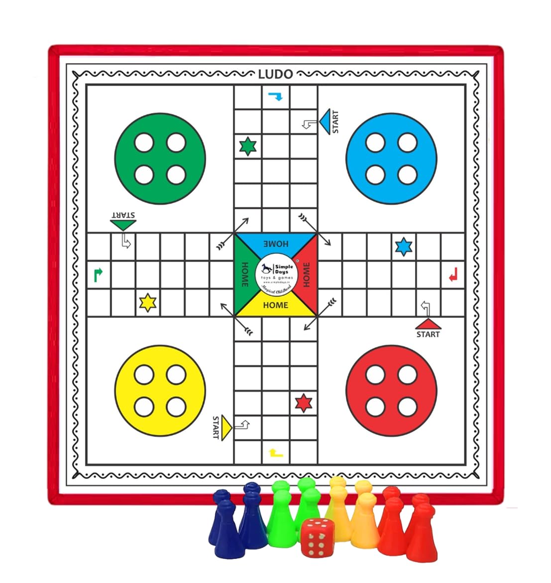 Ludo Traditional Indian Board Game for Kids and Family Fun (Multy Color)