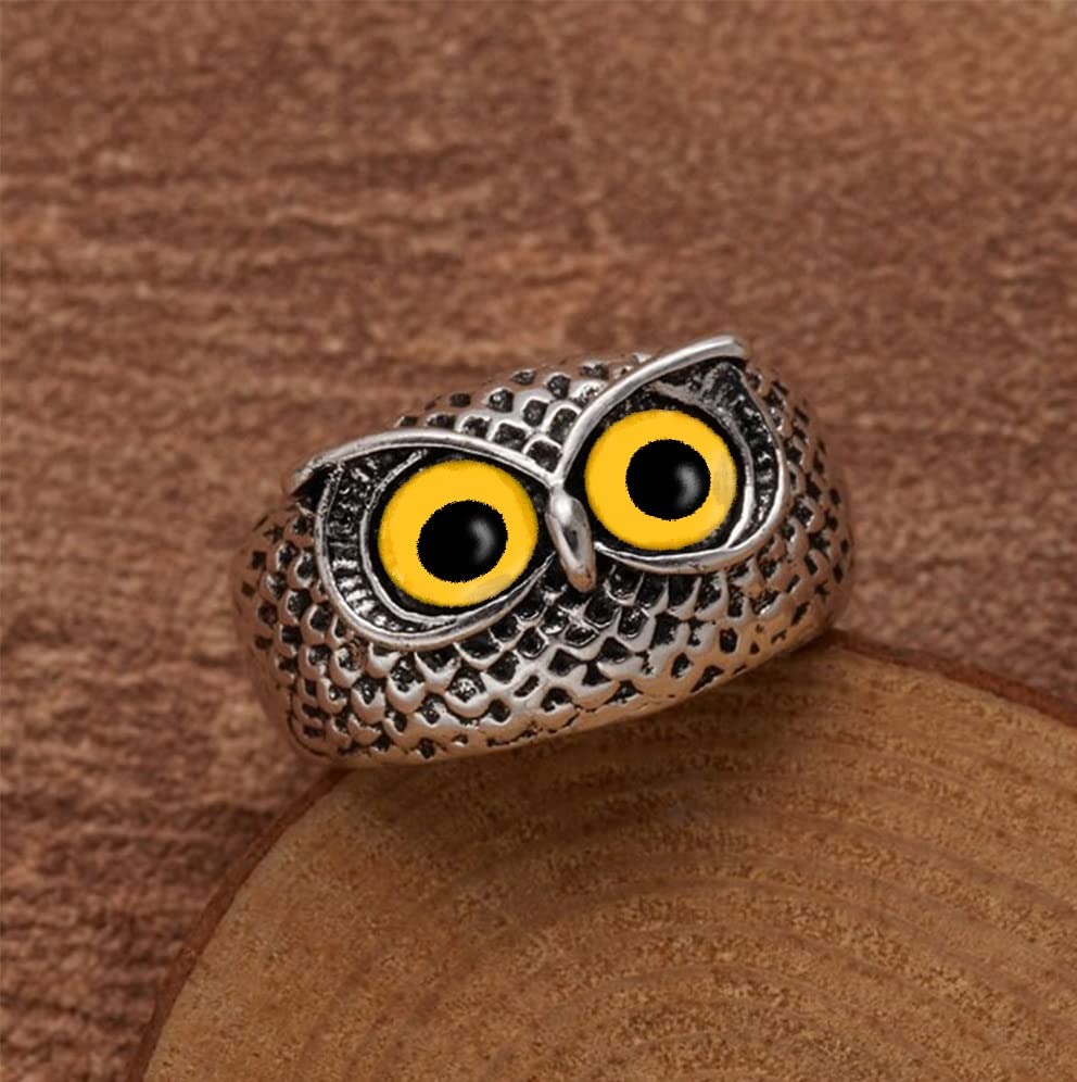 Bague de pouce œil de démon jaune et hibou symbole de chance - 3